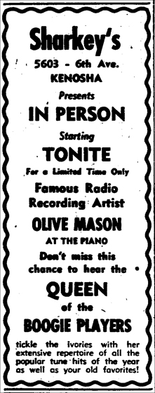 Olive Mason ad, March 1950