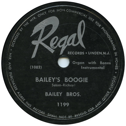 Bailey Bros., 'Bailey's Boogie' on Regal 1199