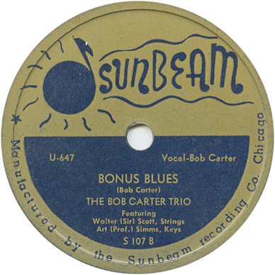 Bob Carter, 'Bonus Blues' on Sunbeam 107 B