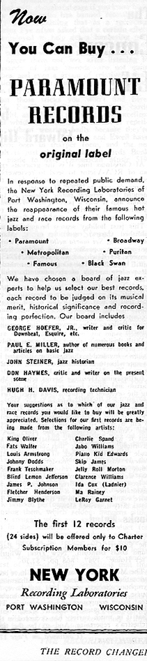 First ad for the neo-Paramount label, March 1948