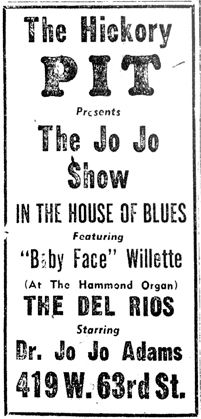 Jo Jo and Baby Face and John G at the 
Hickory Pit, March 5, 1960