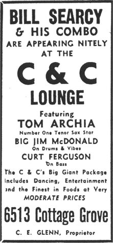 Tom Archia at the C & C, April 1954