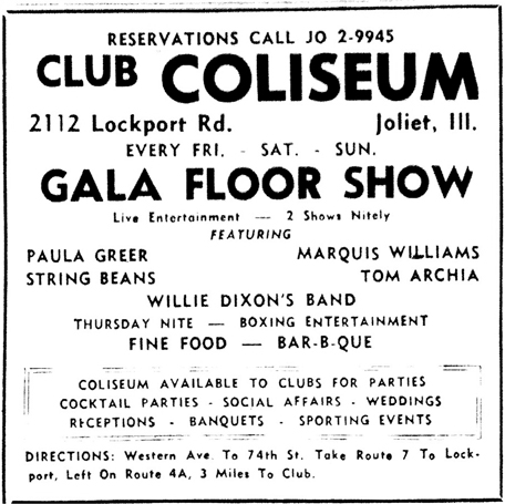Tom Archia at Club Coliseum in Joliet, September 1959