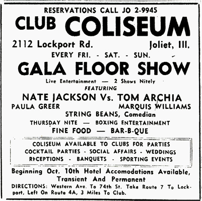 Tom Archia at Club Coliseum, October 3, 1959