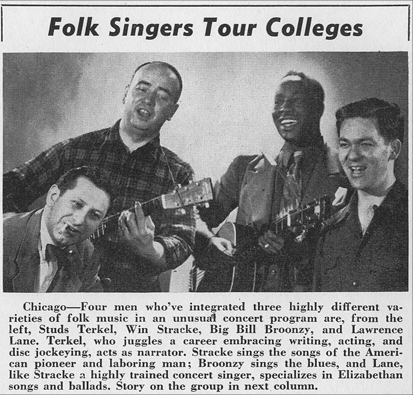 Big Bill the folk singer, Down Beat, May 5, 1950