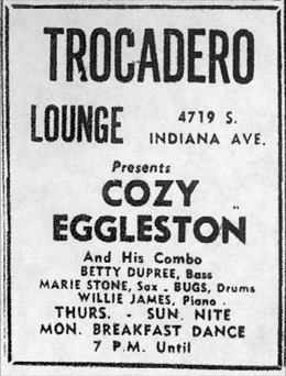 Cozy Eggleston at the Trocadero, September 6, 1958