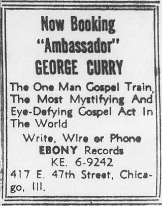 Booking ad for George Curry from May 
1952