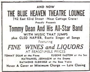 Ad for Tommy Dean in the Defender, June 12, 1947