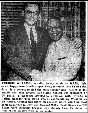 Freddie Williams photo, Chicago Defender, April 3, 1954, p. 24