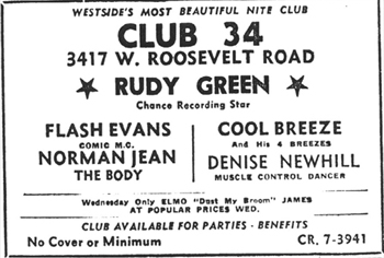Rudy Greene at Club 34, October 16, 1954