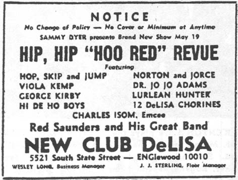 Red returns to the Club DeLisa, May 19, 1947