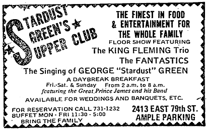 King Fleming at Stardust Green's Supper Club, October 2, 1970