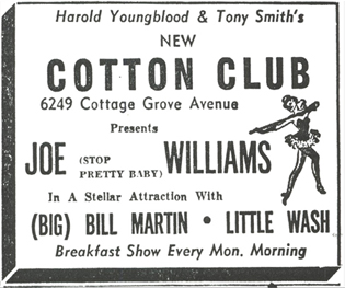 Little Wash and Joe Williams at the Cotton Club, October 1954