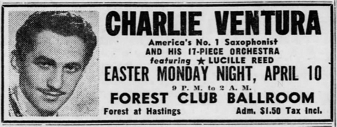 Lucille Reed with Charle Ventura, Detroit Free Press, April 7, 1950