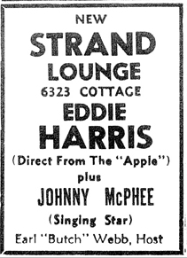 Johnny McPhee at the Strand Lounge, February 18, 1956