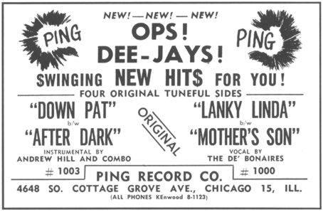 An advert for Ping, Cash Box, November 1956