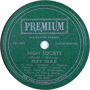 Miff Mole, 'high society' on premium 853