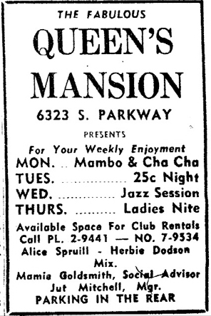 Queen's Mansion ad, June 7, 1958
