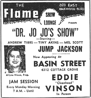 Jo Jo Adams and Melvin Scott at the Flame, October 1954