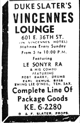 Sun Ra at the Vincennes Lounge, January 15, 1955