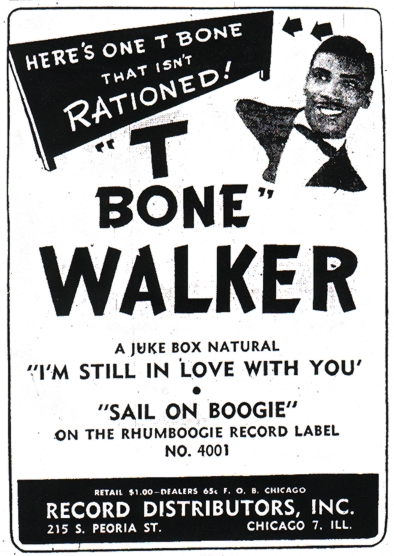 An advert for T-Bone Walker on Rhumboogie, November 1945