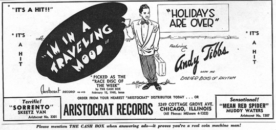 Ad for Andy Tibbs et al. in Cash Box, March 5, 1949