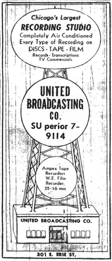 1951 Yellow Pages ad for United Broadcasting Studio