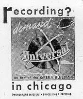 A 1947 ad for Universal Recording