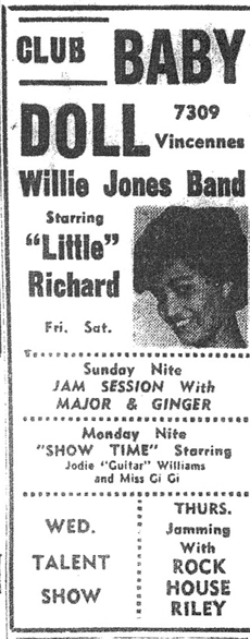 Willie Jones at Club Baby Doll, November 19, 1960