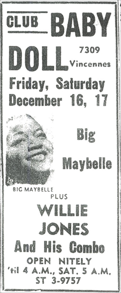 Willie Jones at Club Baby Doll, December 17, 1960